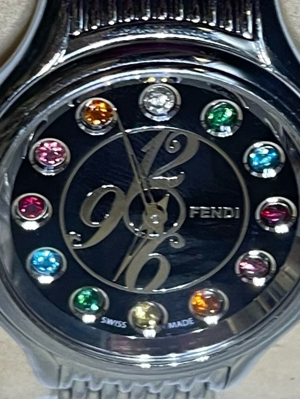Fendi CrazyCarat Multi Color Stones Quartz Stainless Steel